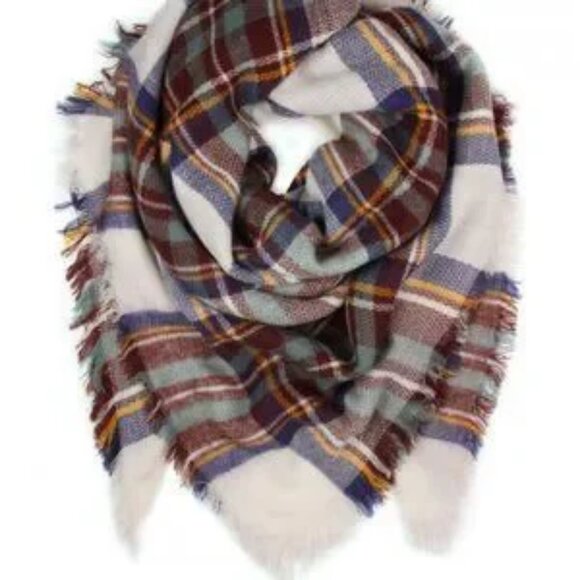 CLASSIC Soft Plaid Print Fall Winter Blanket Scarf - Picture 4 of 4